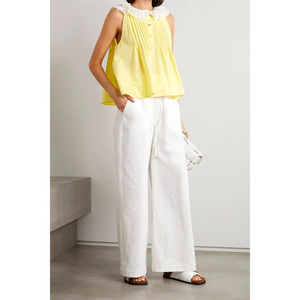 𝅺NWT $435 RETAIL ÀCHEVAL PAMPA Andino Ruffled Linen Blouse - Yellow